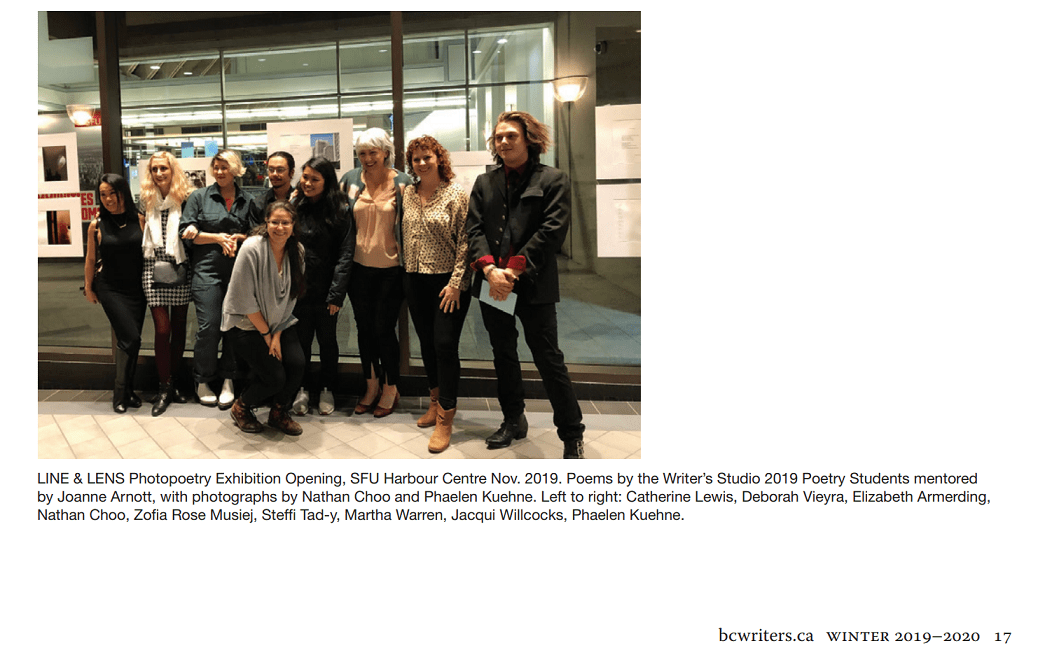 Line & Lens Photopoetry Exhibition in WordWorks magazine, Winter 2019-2020